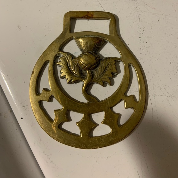 Vintage Horse Brass Medallion, Thistle Design - Picture 1 of 1